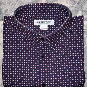 Mizzen+Main Men's Blue and Red Geometric Shirt